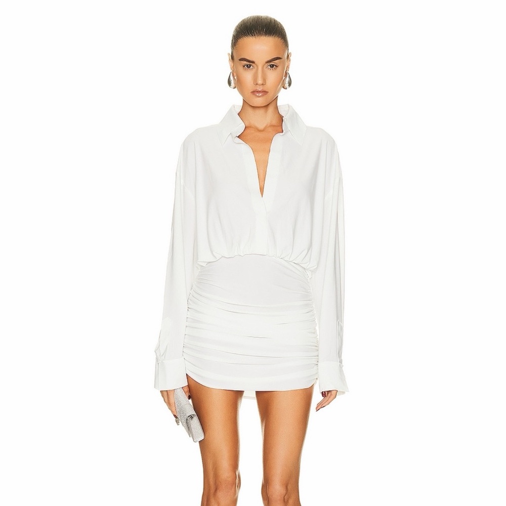 NORMA KAMALI Oversized Shirt Mini White Dress